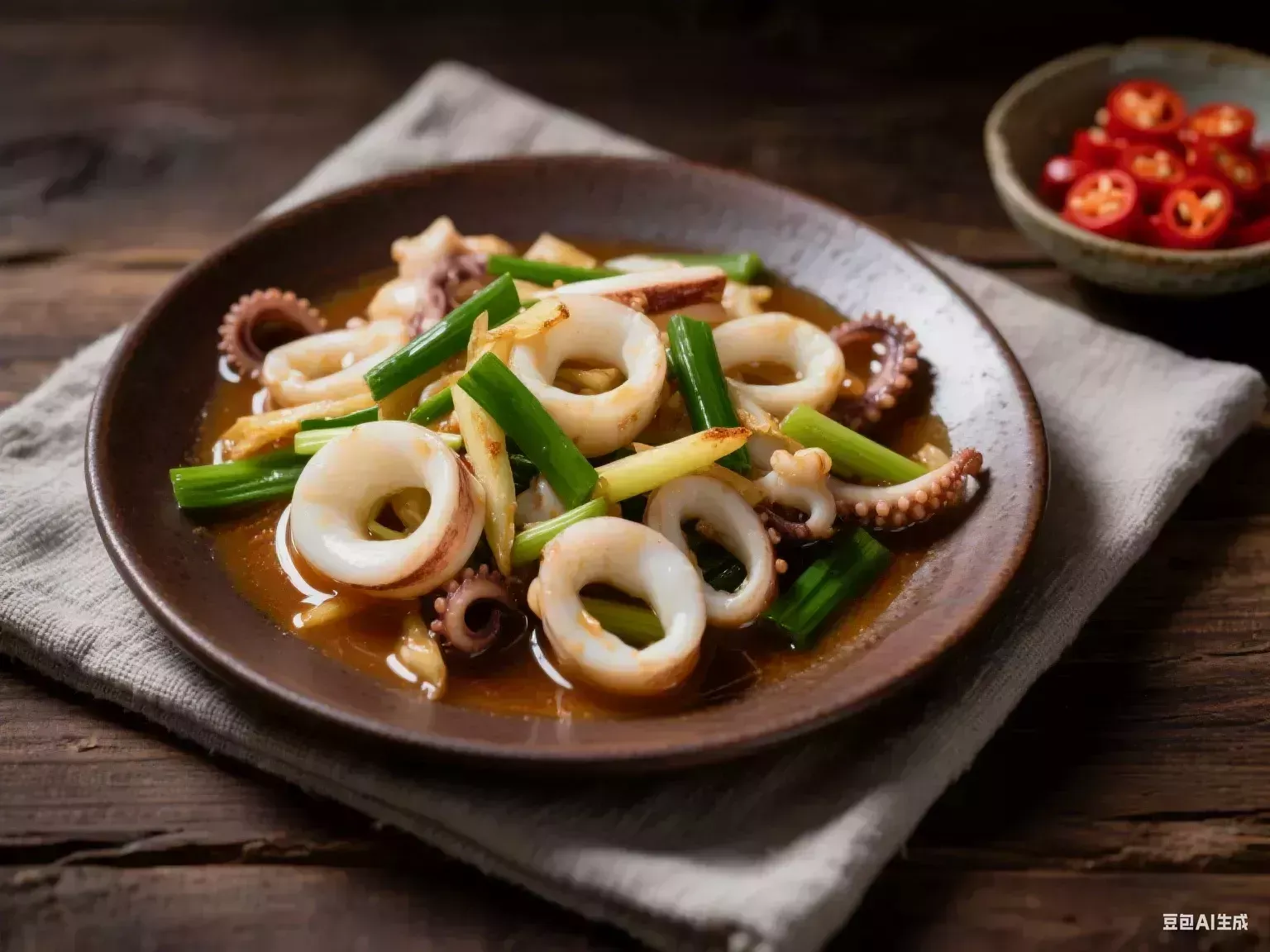Squid w. Ginger & Scallions